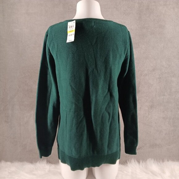 NWT KAREN SCOTT Fall Textured Sweater M(8-10) Pullover Green V-neck 100%Cotton - Picture 10 of 15